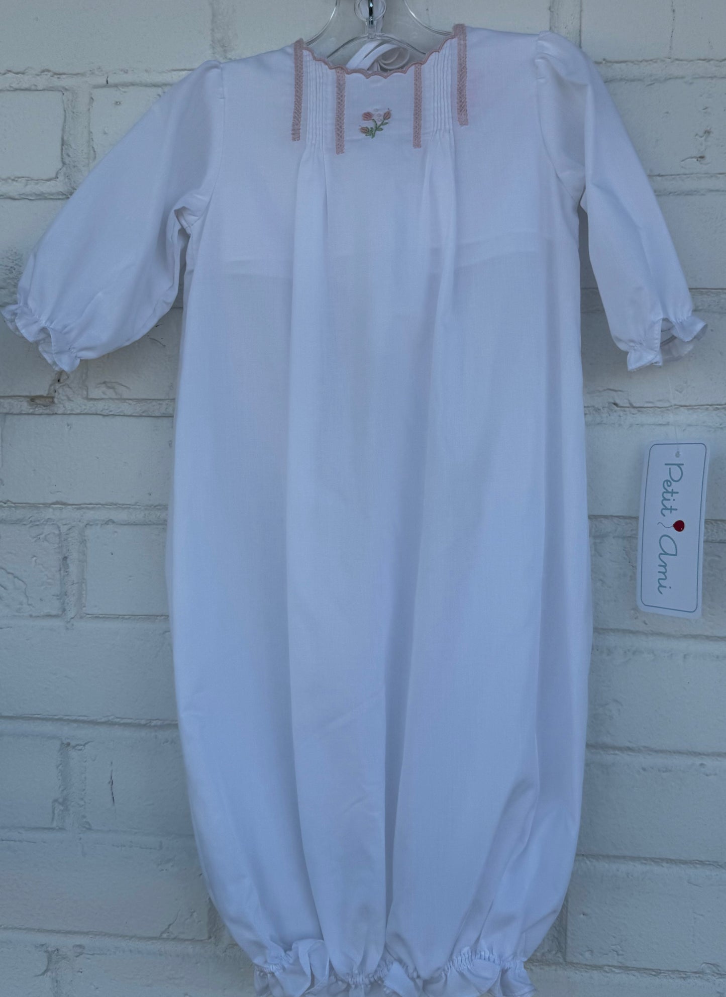 Embroidered Daygown & Bonnet - Bitty Flowers
