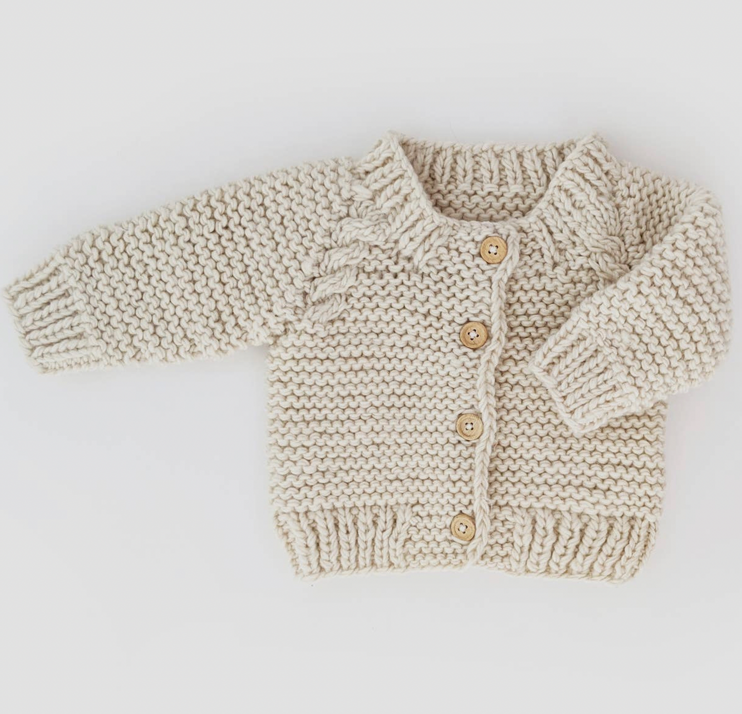 Natural Garter Stitch Cardigan Sweater