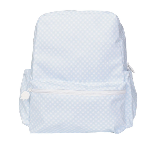 Apple of My Isla Blue Gingham Large Backpack