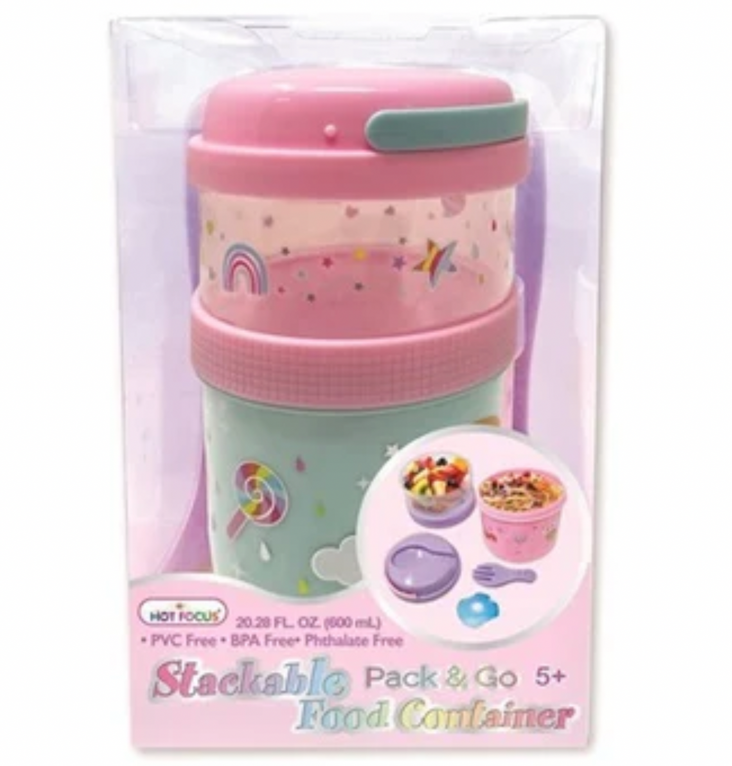 Rainbow Stackable Pack & Go Food Containers
