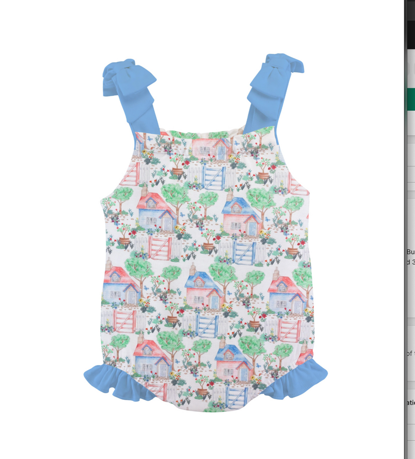 Cottage Garden Printed Bubble with Bows