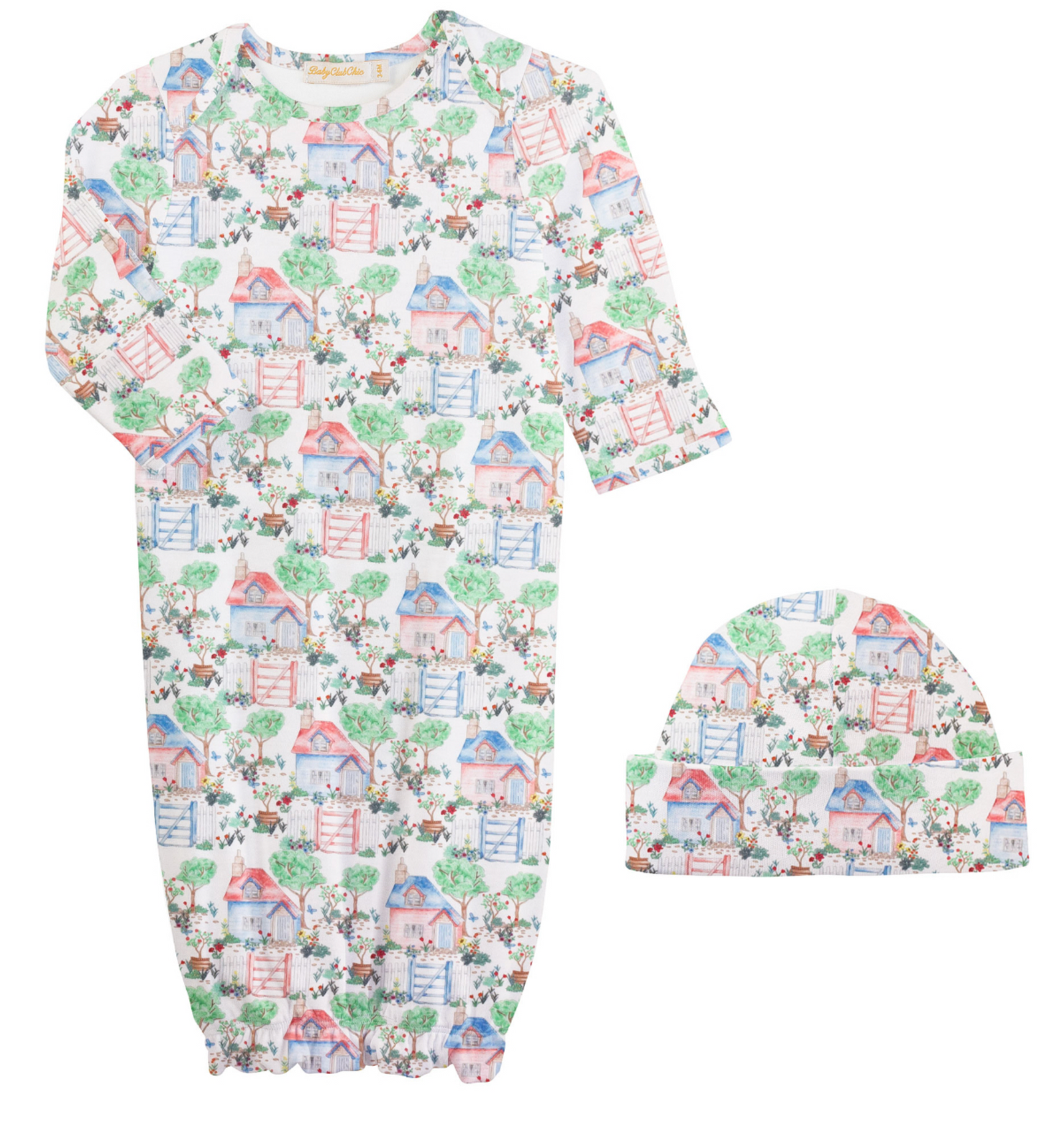 Cottage Garden Printed Gown and Hat Set