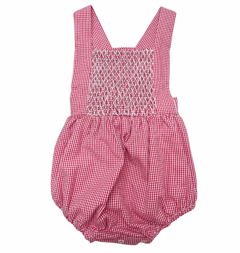 Smocked Edward Bubble Red Seersucker