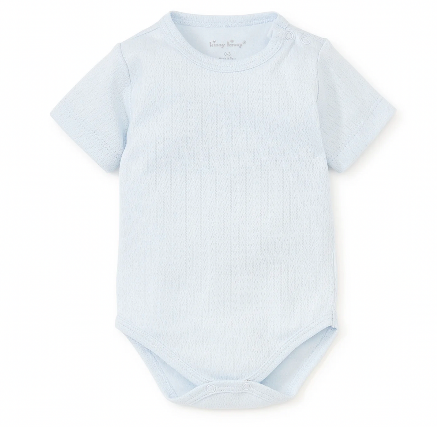 Kissy Kissy- Pointelle Blue Short Sleeve Bodysuit