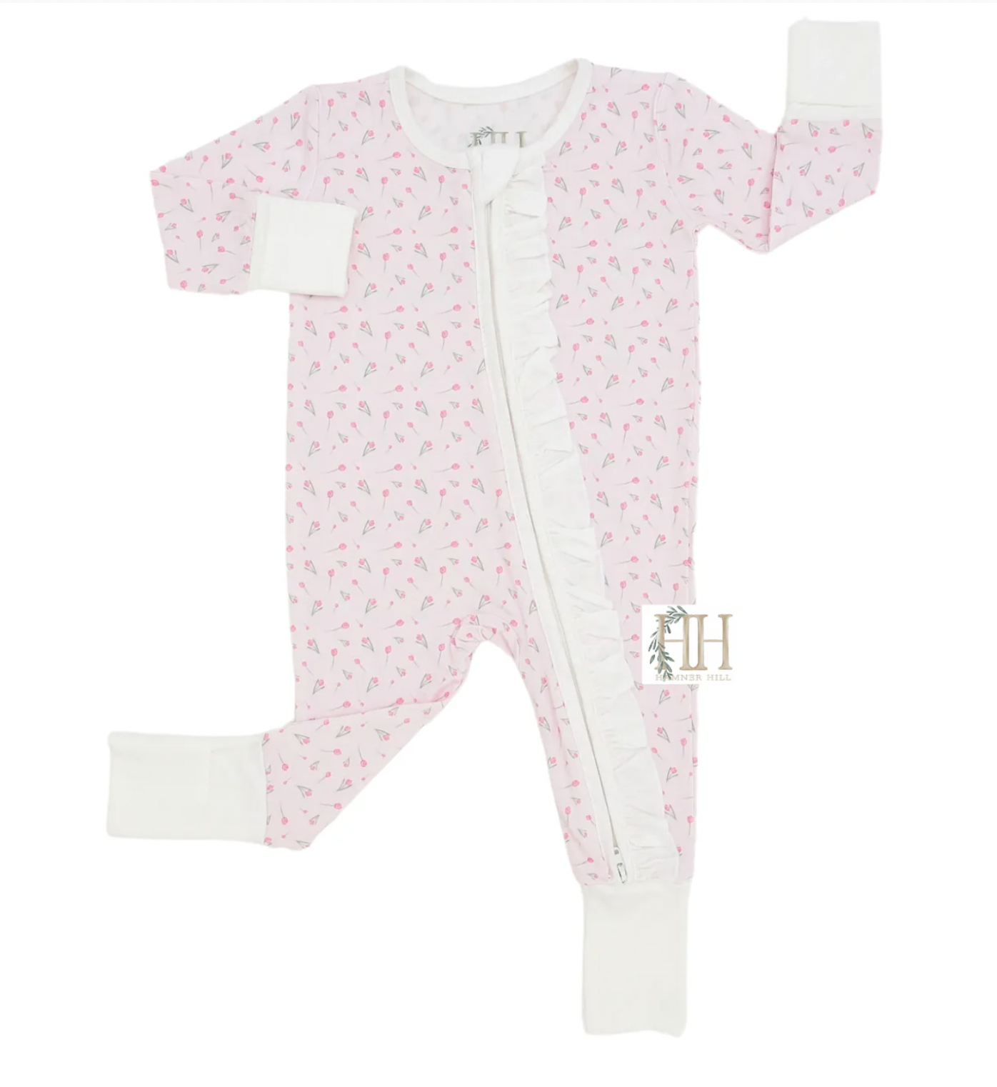 Tiptoe Tulips Double Zipper Romper