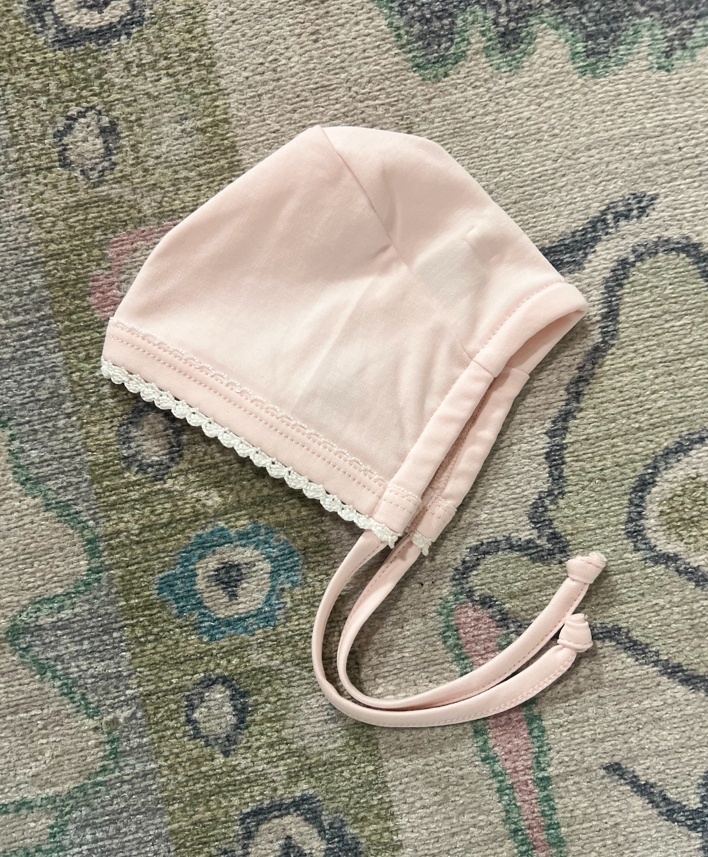 Squiggles - Pink Bonnet with Crochet