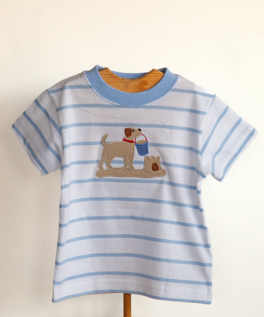 Luigi-Powder Blue Striped Sandcastle Dog Shirt