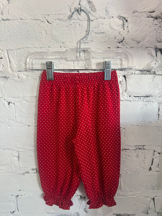 Red and White Polka Dot Ruffle Pants