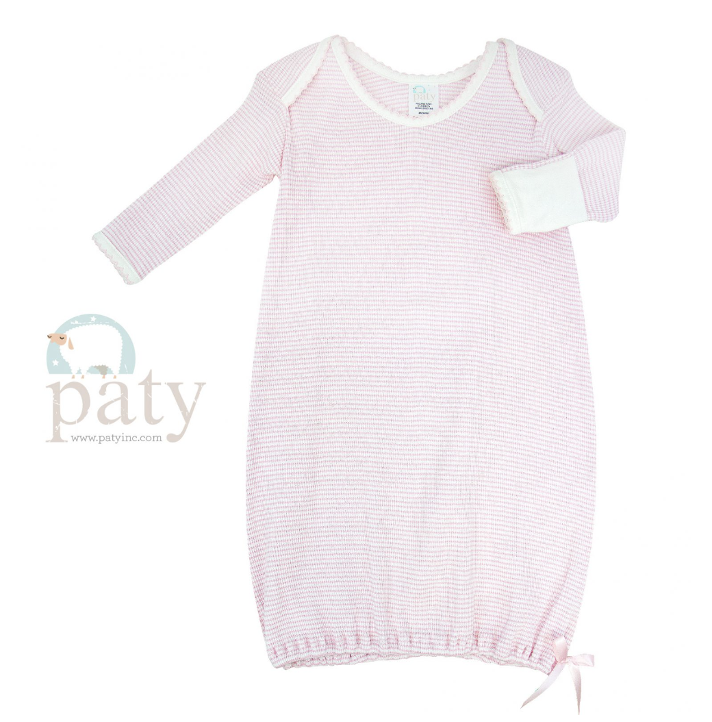 Paty Rib Knit Lap Shoulder Gown Pink