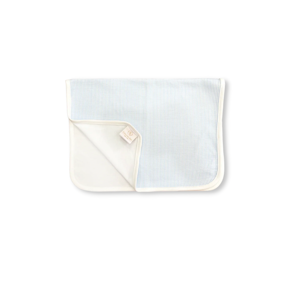 Lullaby Set Basic Burp Cloth - Blue Mini Gingham Knit