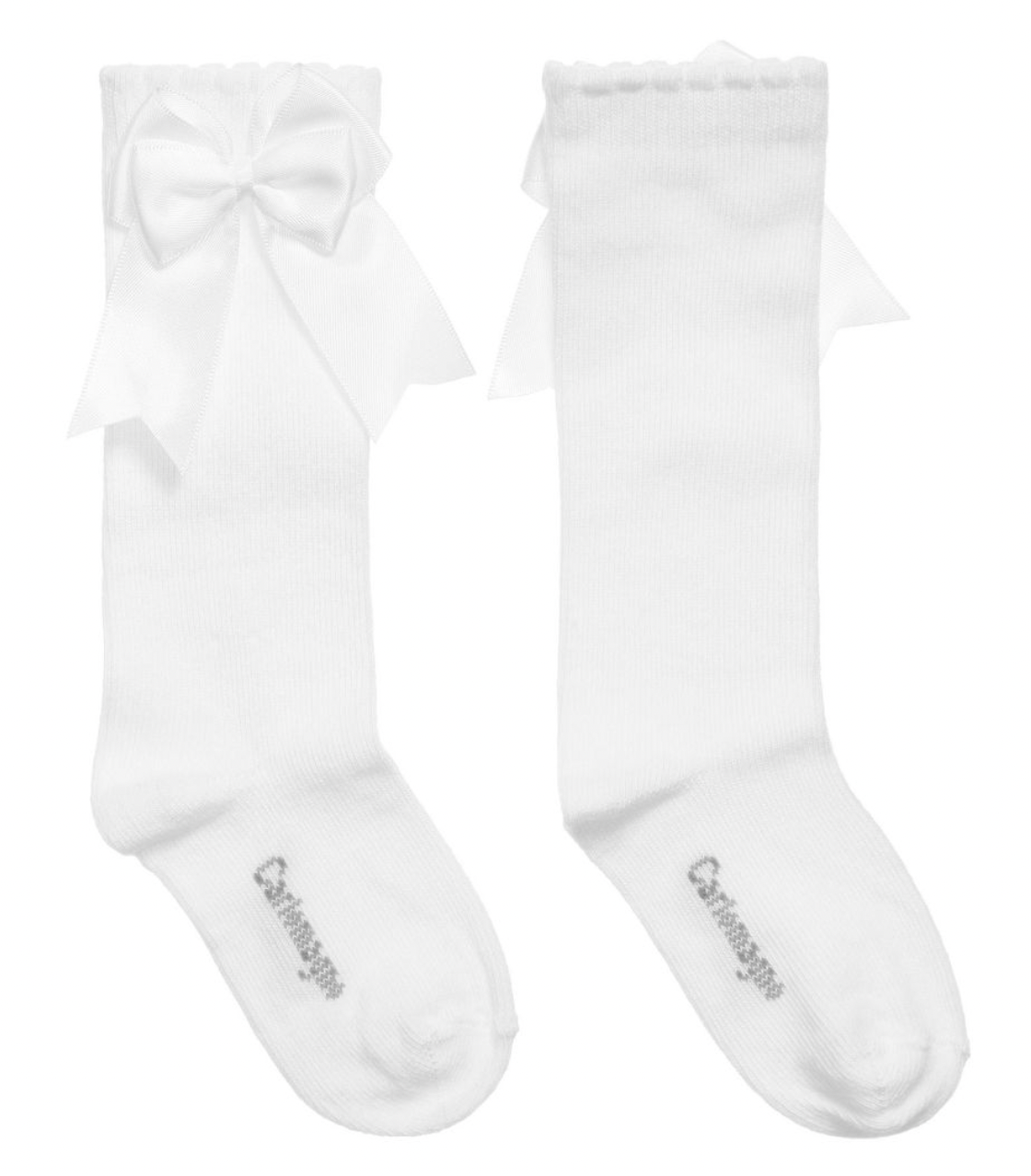 Carlomagno Knee High Socks with Bow - White