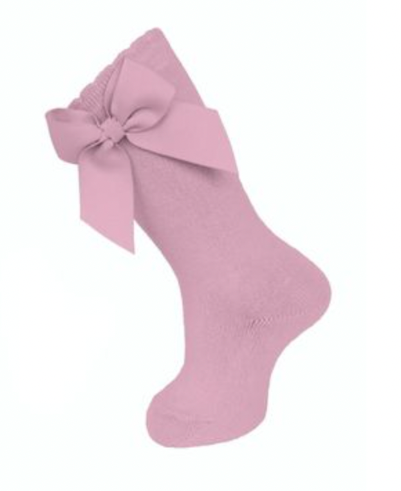 Carlomagno Knee High Socks with Bow - Old Rose