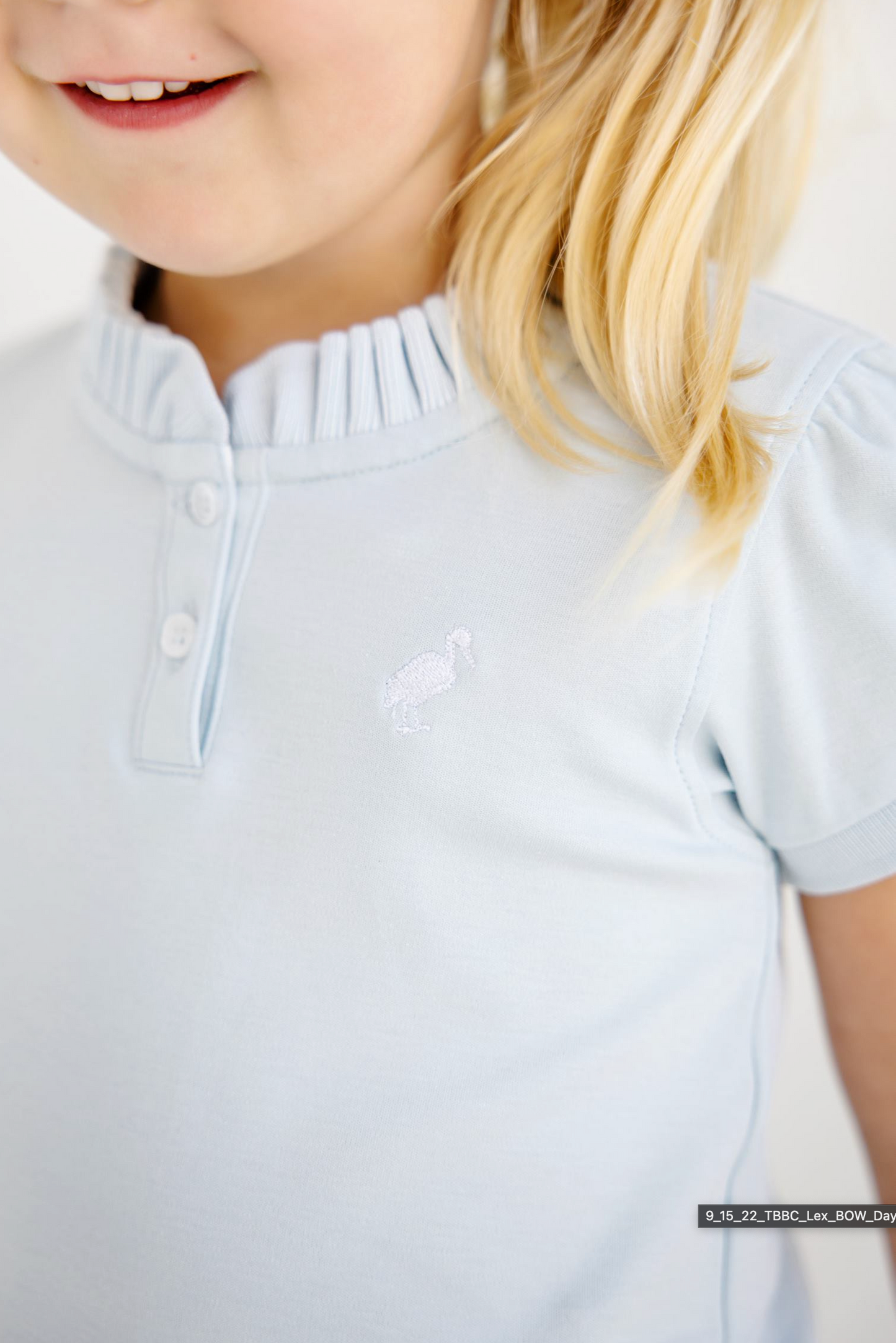 TBBC Little Miss Prim and Proper Polo in Buckhead Blue/Worth Ave White