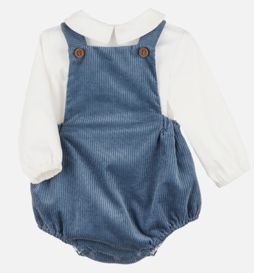 Sophie and Lucas Plush Blue Corduroy Overall