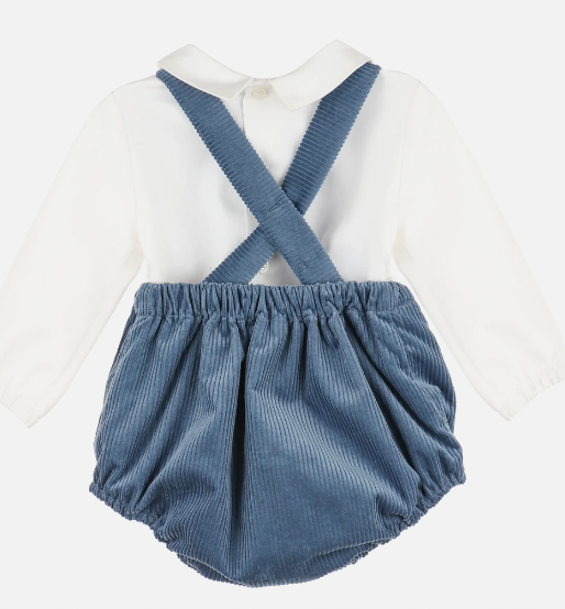 Sophie and Lucas Plush Blue Corduroy Overall