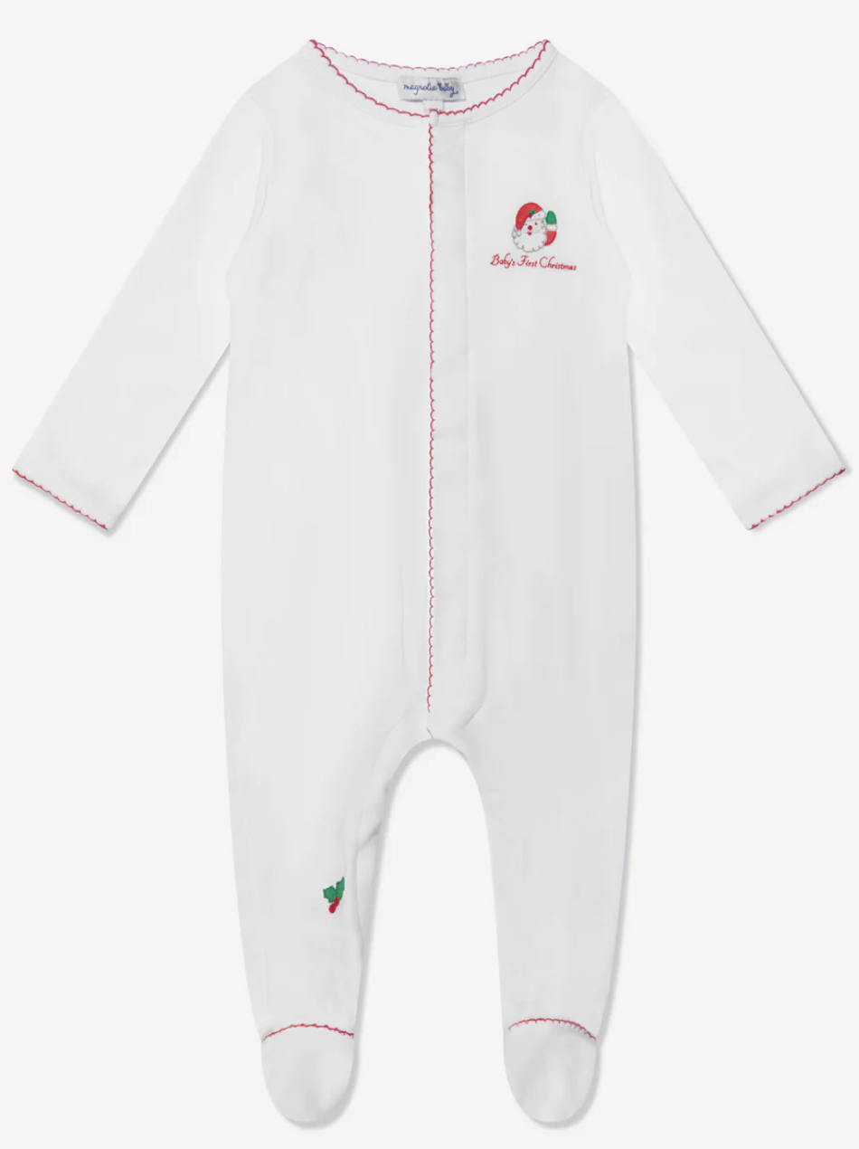 Magnolia Baby "Baby's First Christmas" Winking Santa Footie