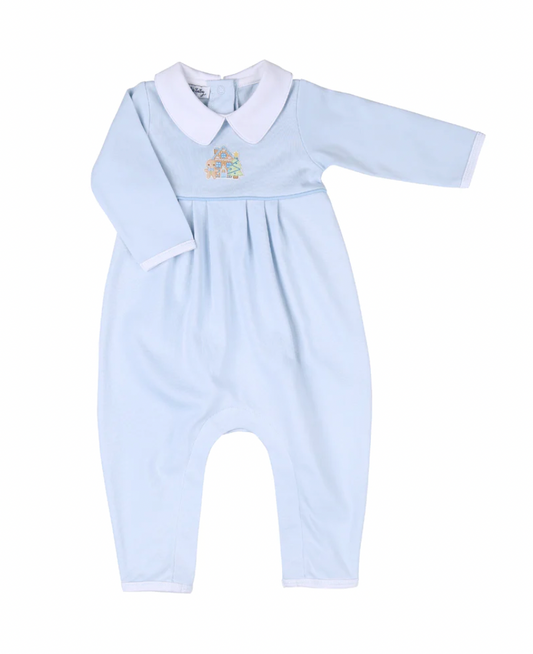 Sweet Gingerbread Collared Playsuit- Blue