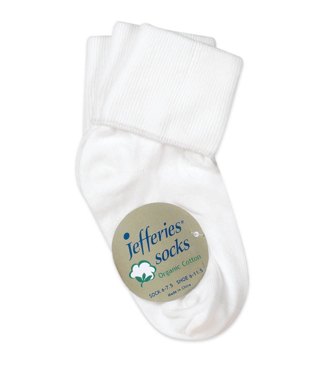 Jefferies Socks Smooth Toe Organic Cotton Turn Cuff Socks 3 Pair Pack - White