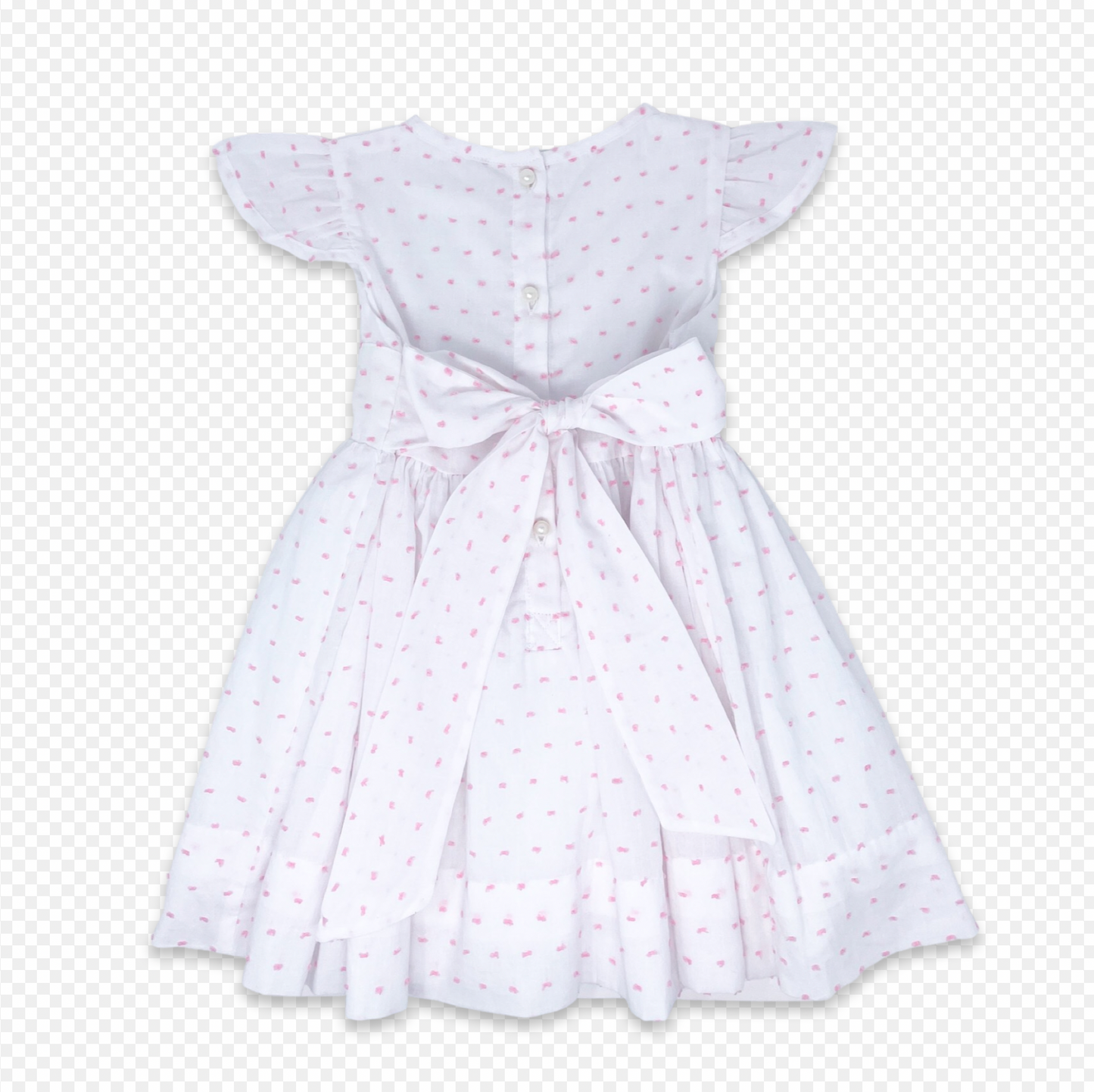 Lullaby Set Blissful Band Dress in White and Pink Swiss Dot