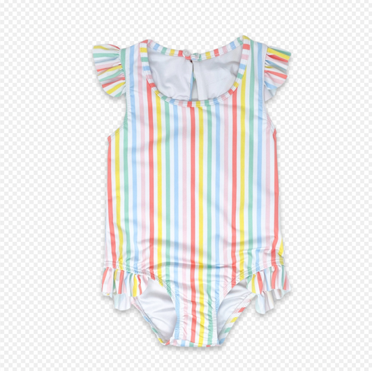 Lullaby Set Lottie Swimsuit in Rainbow Stripe