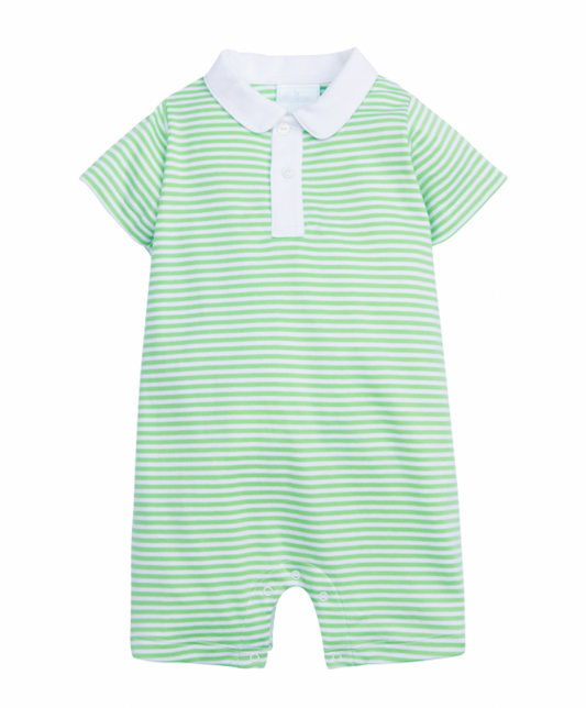 Little English - Peter Pan Polo Romper - Green