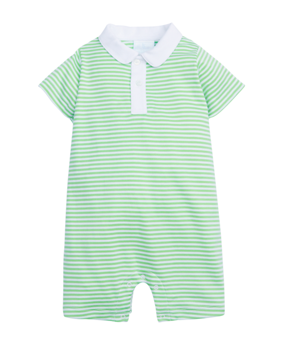 Little English - Peter Pan Polo Romper - Green