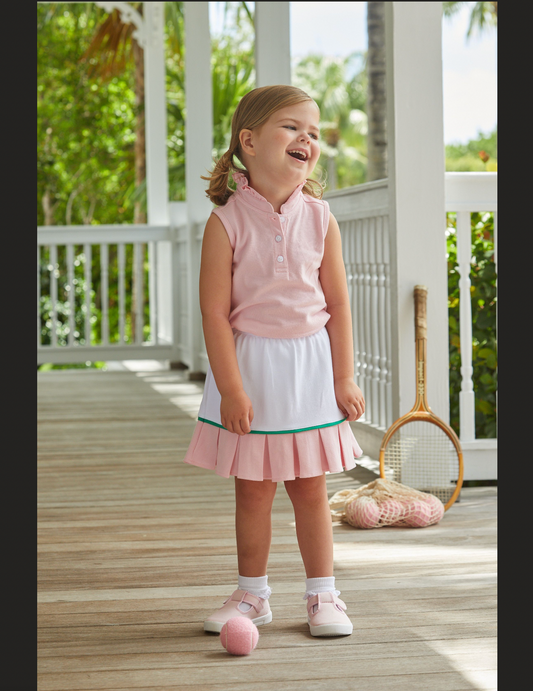 Little English Hasting Polo in Pink with Pleated Skirt
