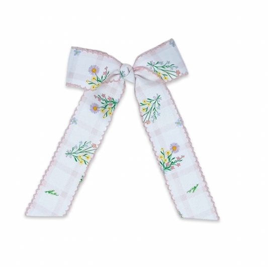 Lullaby Set Lola Long Bow in Wilmington Wildflower Windowpane