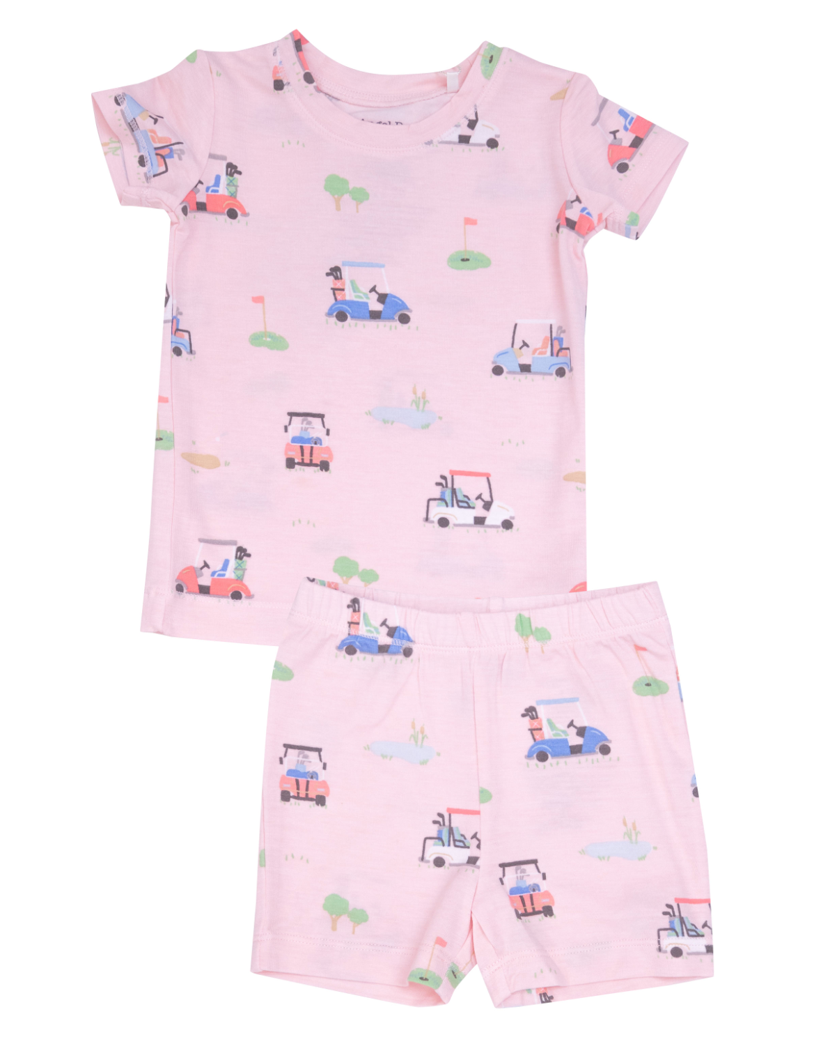 Angel Dear Bamboo Short Loungewear Set - Golf Carts in Pink