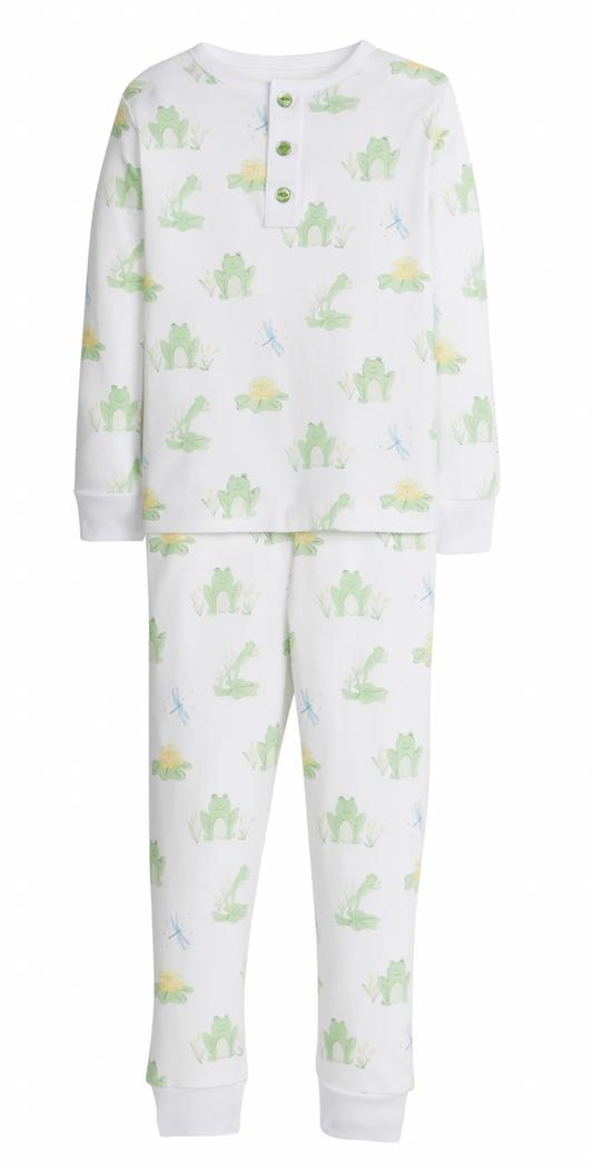 Little English Printed Jammies - Blue Leap Frogs