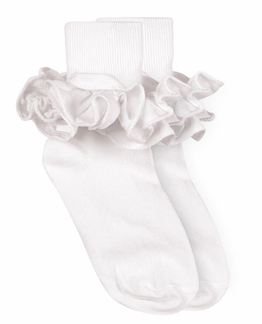 Jefferies Socks - Misty Ruffle Lace Turn Cuff Socks 1 Pair