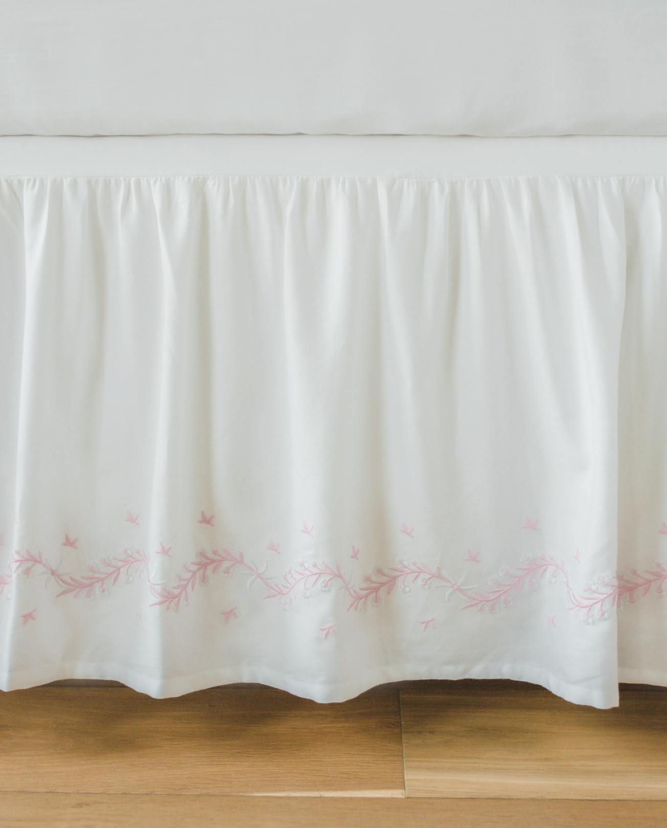 Embroidered Crib Skirt - Blush