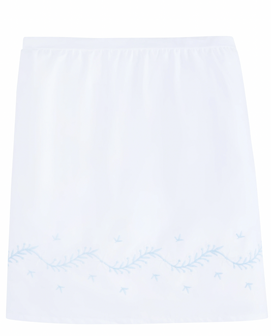 Embroidered Crib Skirt - Sky