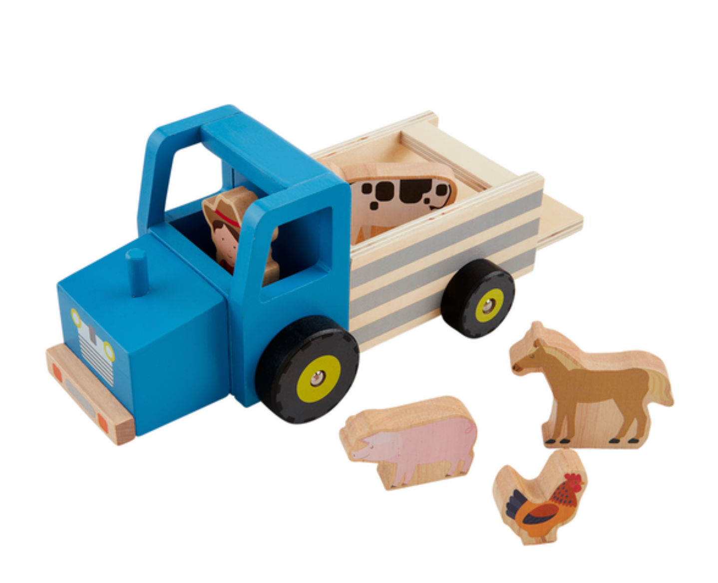 Wood Tractor Set