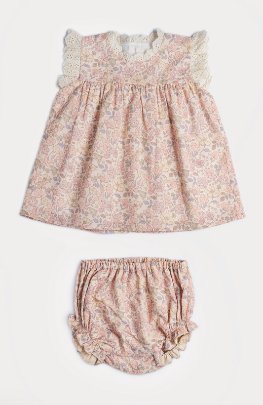 Early Sunday - Susie Dress w/ Broiderie Frills & Cherry Frill Bloomer in Multi Muted Flower