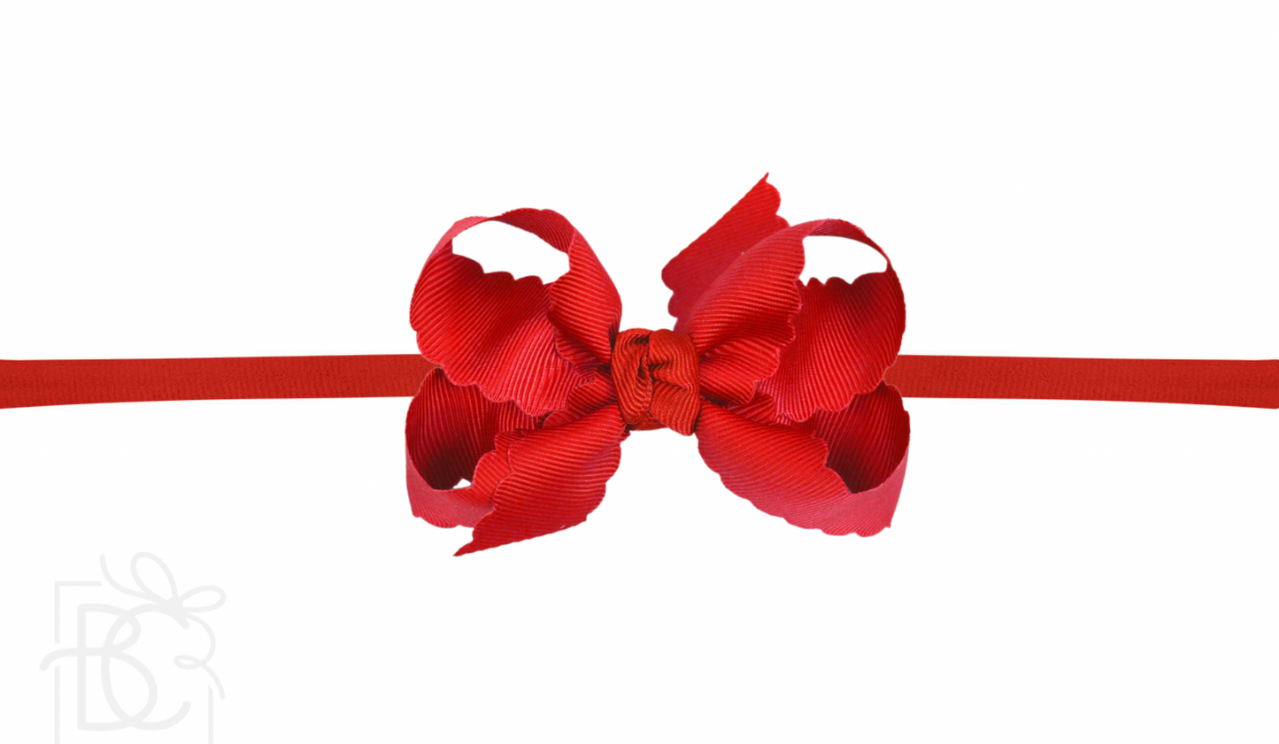 Pantyhose Headband With Scalloped Edge Bow - MEDIUM