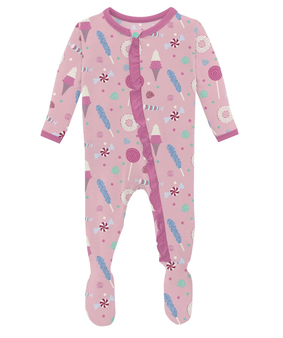 Print Classic Footie with 2-Way Zipper in Cake Pop Candy Dreams