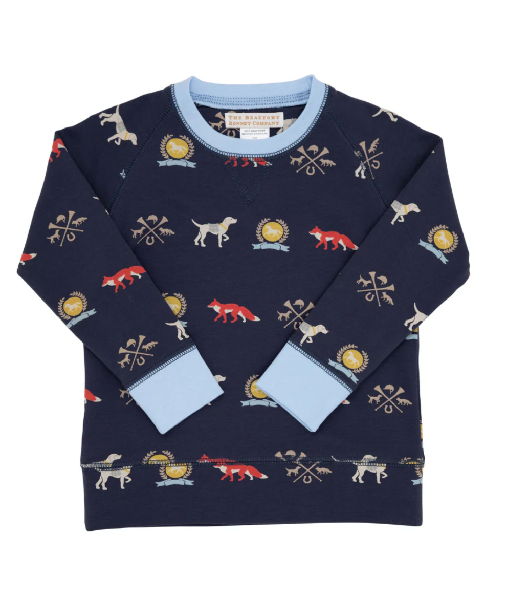 Cassidy Comfy Crewneck Hyde Park Hunt Club with Beale Street Blue