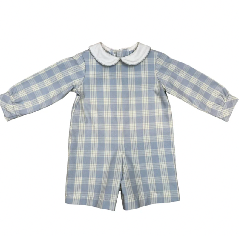 Bill Boy Romper LS - Blue White Plaid