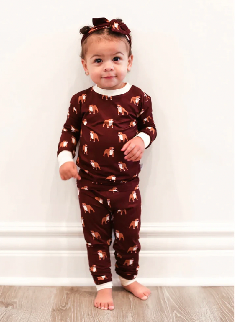 SOUTHERN SLUMBER  Maroon Bulldog Bamboo Pajamas