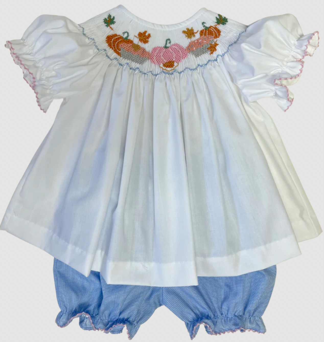 Emma Smocked Bloomer Set in Thanksgiving Spread