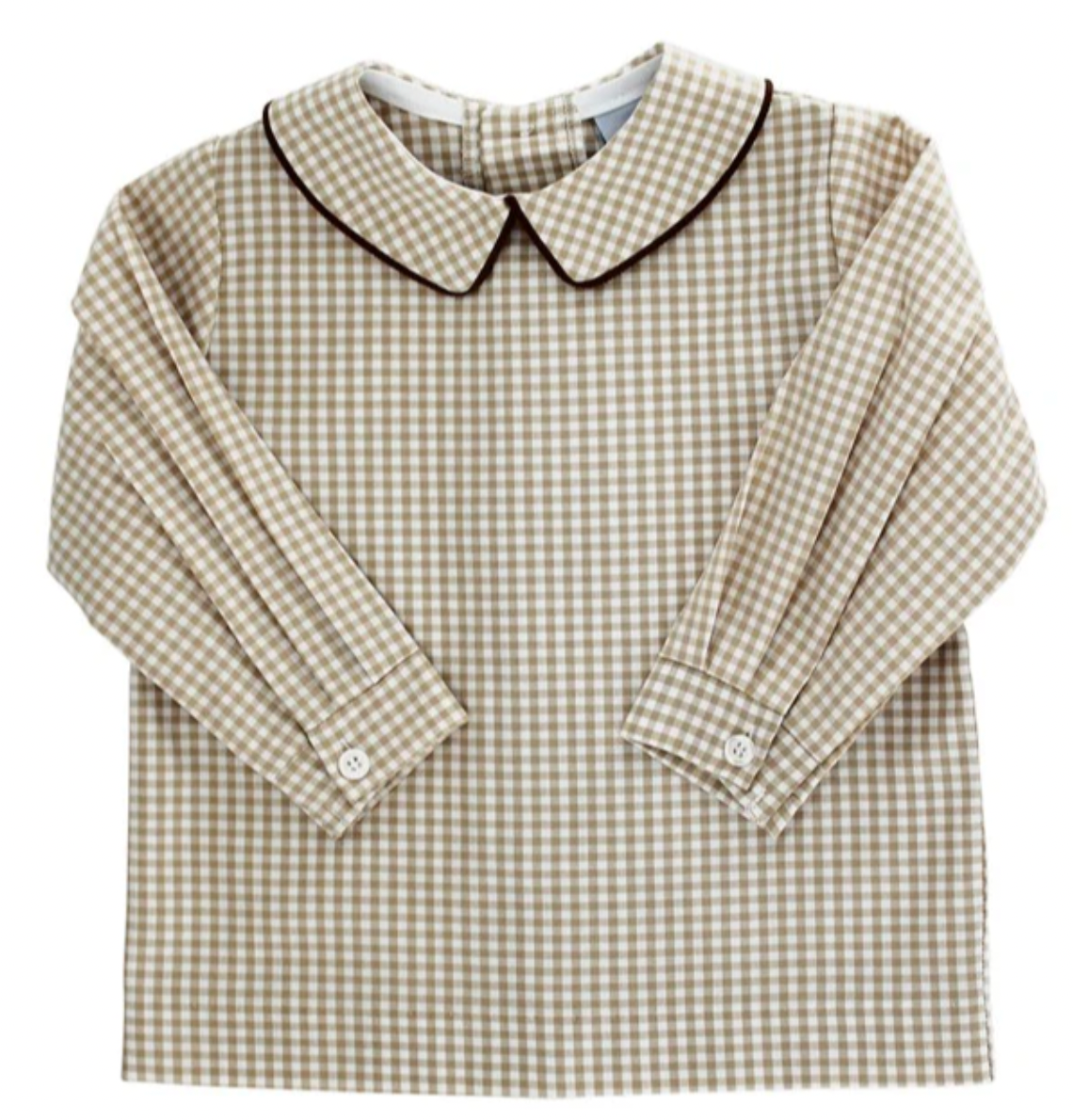 Khaki Check - Boys Piped Shirt