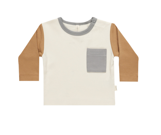 LONG SLEEVE POCKET TEE || COLOR BLOCK