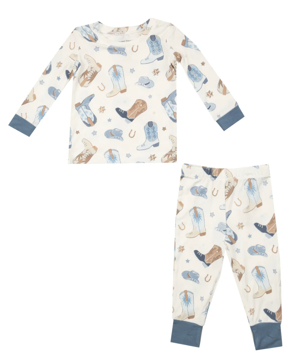 Blue Cowboy Boots LS Loungewear Set