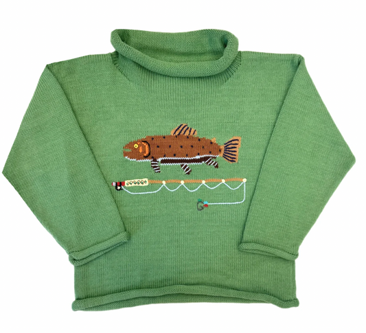 Trout & Fly Rod Roll Neck Sweater