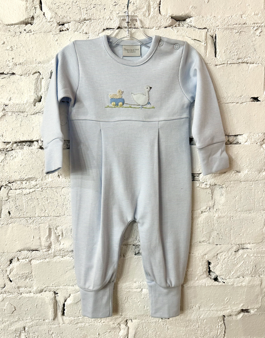 Squiggles Blue Duck Driving Romper