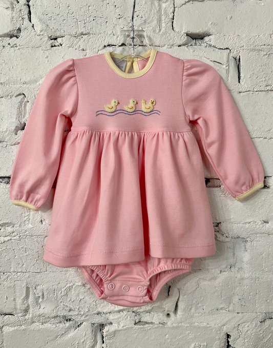 Squiggles pink Duck Onesie Dress