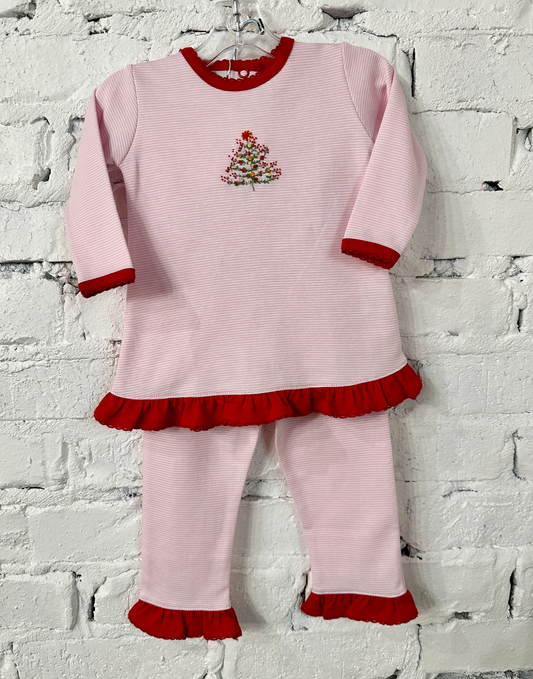 Squiggles Christmas Tree Ruffle Pant Set