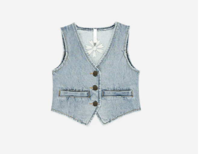 Rylee & Cru Light Washed Denim Vest & Skirt