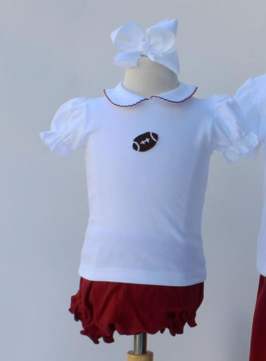 Baby Luigi White/Maroon Football Blouse Diaper Set